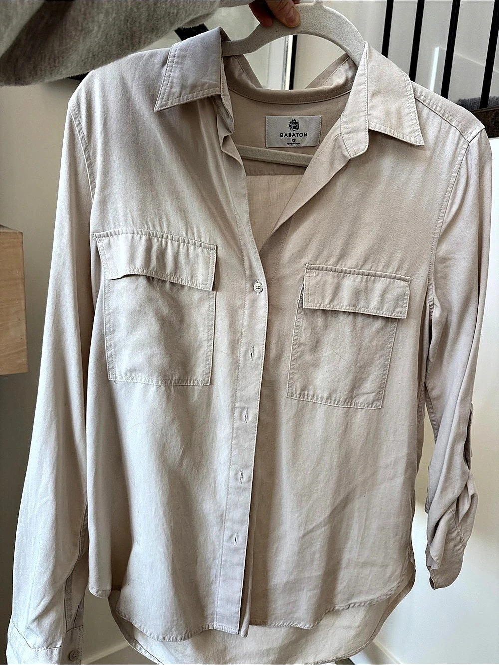 Babaton Utility Shirt Button Down Beige XS